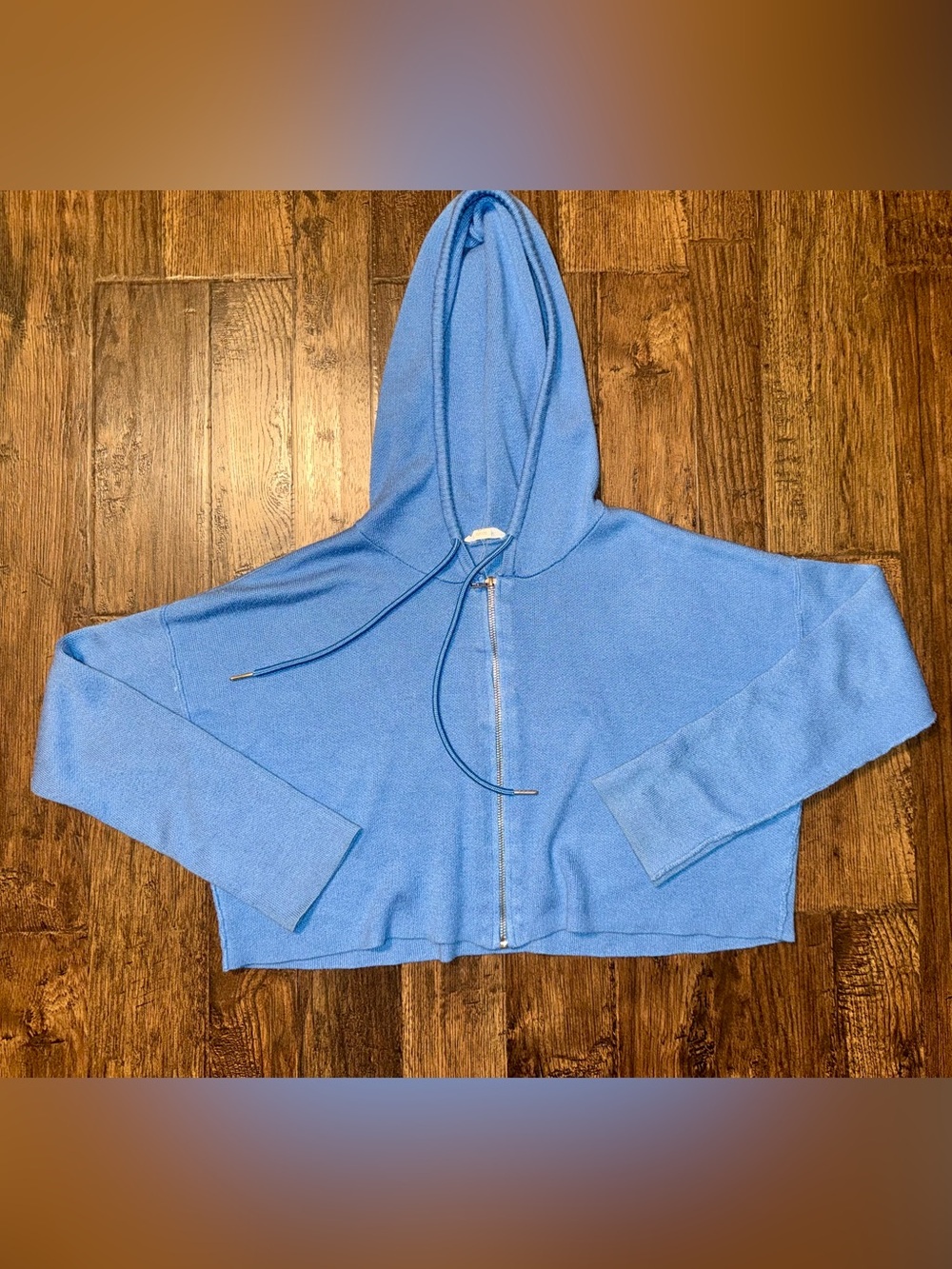 Garage Light Blue Knit Zip Hoodie Sweater Size L